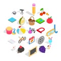 Education of children icons set, isometric style