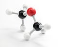 Dimethyl Ether Chemistry model with red balls and black on a white surface