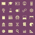 Education color icons on purple background Royalty Free Stock Photo