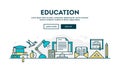 Education, colorful concept header, flat design thin line style