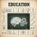 Education concept with brain and gears isolated on white background Royalty Free Stock Photo