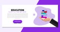 Education concept. Creative template in purple style. Vector