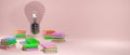 Education concept. 3d render of books and light bulb Modern flat design isometric concept of Education for website and mobile Royalty Free Stock Photo