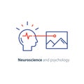 Education concept logo, human head icon, psychology and neuroscience