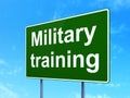 Education concept: Military Training on road sign background