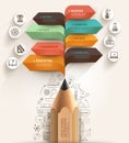 Education concept. Pencil and bubble speech arrow template. Royalty Free Stock Photo