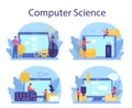IT education concept set. Student write software and create code Royalty Free Stock Photo