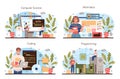 IT education concept set. Student write software and create code Royalty Free Stock Photo