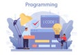 IT education concept. Student write software and create code Royalty Free Stock Photo