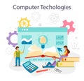 IT education concept. Student write software and create code for computer Royalty Free Stock Photo
