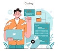 IT education concept. Student write software and create code Royalty Free Stock Photo
