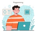 IT education concept. Student write software and create code Royalty Free Stock Photo