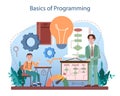 IT education concept. Students learn programming, write software Royalty Free Stock Photo