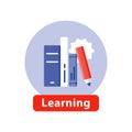 Learning subject, school education, study books, flat icon