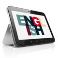 Education concept: Tablet Computer with English on display Royalty Free Stock Photo