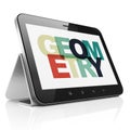 Education concept: Tablet Computer with Geometry on display Royalty Free Stock Photo