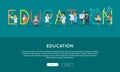Education Conceptual Vector Web Banner in Flat Style Royalty Free Stock Photo
