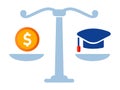 education cost compare scale academic tuition money with the degree