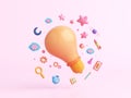 Education or creative. kids space light bulb connect world technology pink pastel. Globalization globe internet spaceship science. Royalty Free Stock Photo
