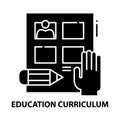 education curriculum icon, black vector sign with editable strokes, concept illustration