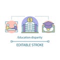 Education disparity concept icon. College, university expensive paid education thin line illustration. Business school Royalty Free Stock Photo