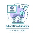 Education disparity concept icon. Educational inequality idea thin line illustration. School funding. Student loan Royalty Free Stock Photo