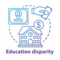 Education disparity concept icon. Educational inequality idea thin line illustration. School funding. Student loan Royalty Free Stock Photo