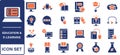 Education and E-Learning Big icons collection. Containing Education, School, E-Learning, College, Graduation. Glyph solid style Royalty Free Stock Photo