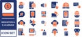Education and E-Learning Big icons collection. Containing Education, School, E-Learning, College, Graduation. Glyph solid style Royalty Free Stock Photo