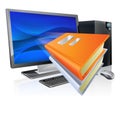 Education e-learning computer book concept