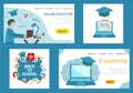 Education and e-learning concept. Set of landing page template and Back to school concept. Flat vector illustration Royalty Free Stock Photo