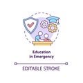 Education in emergency concept icon