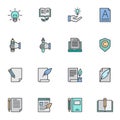 Education filled outline icons set Royalty Free Stock Photo