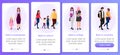 Education, first of september onboarding mobile app screen template. Back to school, college, kindergarten, university. Website