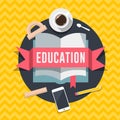 Education flat design concept for web and mobile s Royalty Free Stock Photo