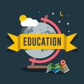 Education flat design concept for web and mobile services and apps. Royalty Free Stock Photo