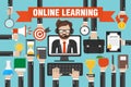 Flat design concepts online learning with online teacher in computer