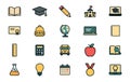 Education Flat Icon Set School Learning Vector Collection Royalty Free Stock Photo