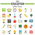 Education flat icon set, school sign collection Royalty Free Stock Photo