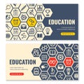 Education flat icons horizontal banners Royalty Free Stock Photo