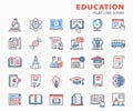 Education flat icons set. Included icons as training, laptop, learn online, webinar, knowledge and more. Royalty Free Stock Photo