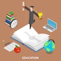 Education flat isometric low poly vector concept