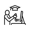 education flight simulator on computer line icon vector illustration Royalty Free Stock Photo