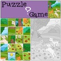 Education games for kids. Puzzle. Three little cute baby goats.