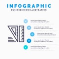 Education, Geometrical, Tools Line icon with 5 steps presentation infographics Background