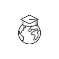 education, global, student hat icon. Element of education icon for mobile concept and web apps. Thin line education, global,
