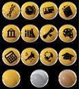 Education Gold Black Round Button Set Royalty Free Stock Photo