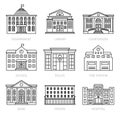 Education and government thin line buildings Royalty Free Stock Photo