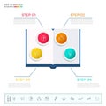 Education and graduation infographic. Paper book infographics template with icons and elements.