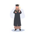 education, graduation and people concept. Confident Muslim woman Graduate in Cap and Gown